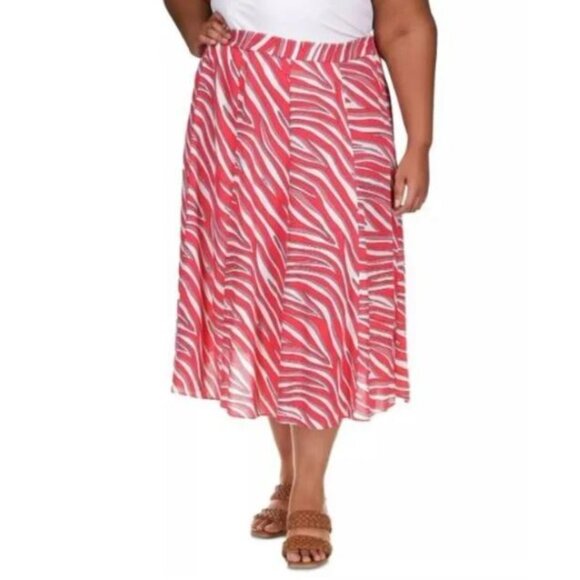 MICHAEL Michael Kors Dresses & Skirts - MICHAEL Michael Kors Women's Zebra Printed Midi Skirt Geranium Plus Sze 22W NWOT